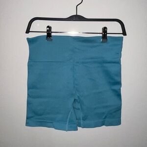Blue High-Waisted Biker Shorts